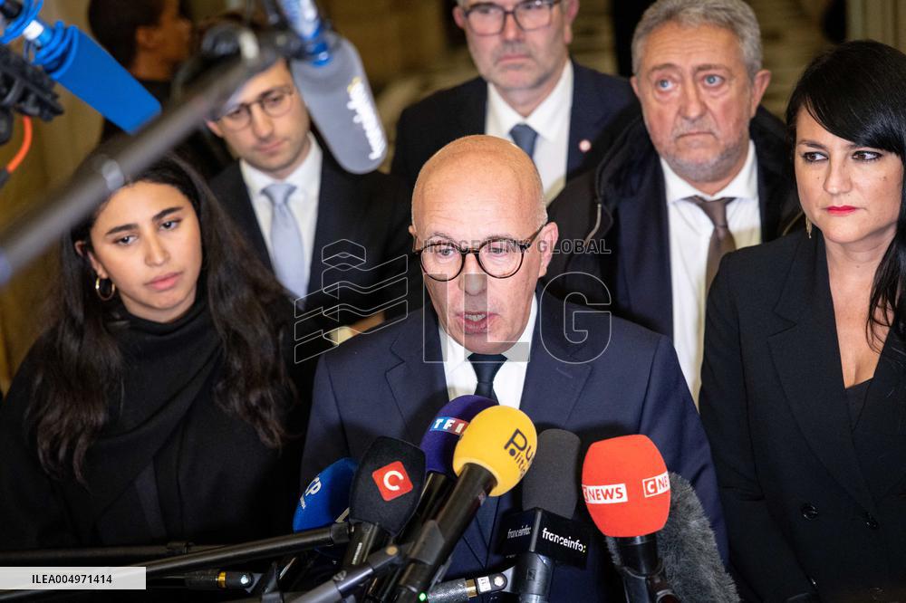 National Assembly - Politics after vote at Hall of Four Columns - Paris