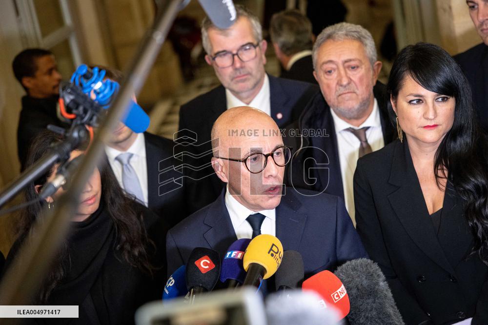 National Assembly - Politics after vote at Hall of Four Columns - Paris