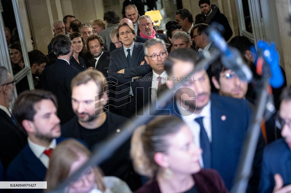 National Assembly - Politics after vote at Hall of Four Columns - Paris