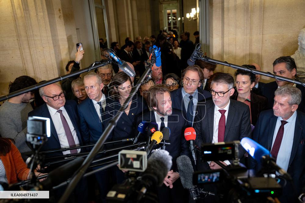 National Assembly - Politics after vote at Hall of Four Columns - Paris