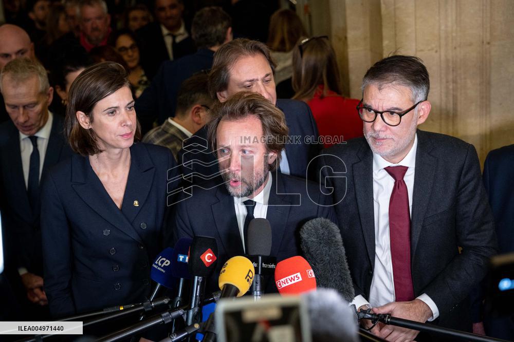 National Assembly - Politics after vote at Hall of Four Columns - Paris