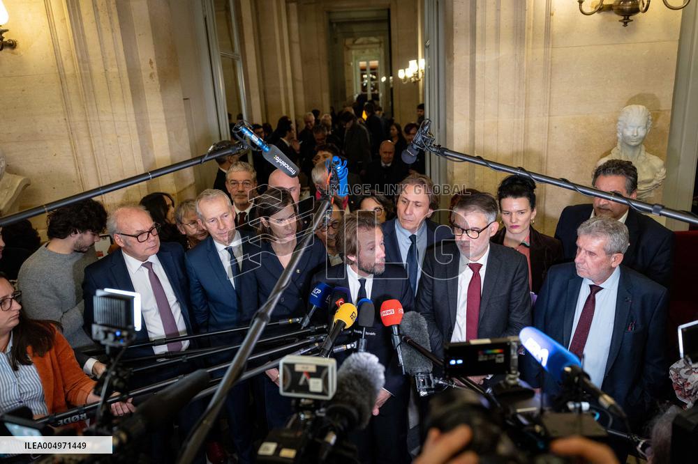 National Assembly - Politics after vote at Hall of Four Columns - Paris