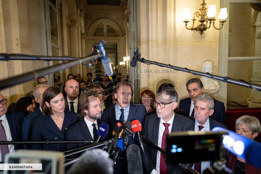 National Assembly - Politics after vote at Hall of Four Columns - Paris