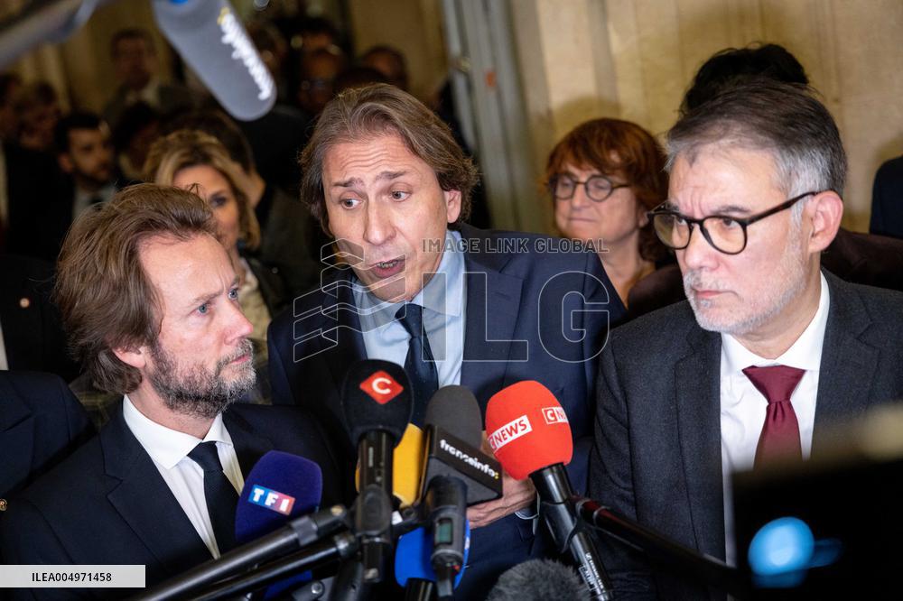 National Assembly - Politics after vote at Hall of Four Columns - Paris
