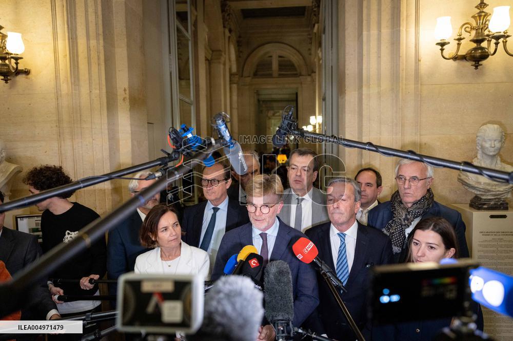 National Assembly - Politics after vote at Hall of Four Columns - Paris