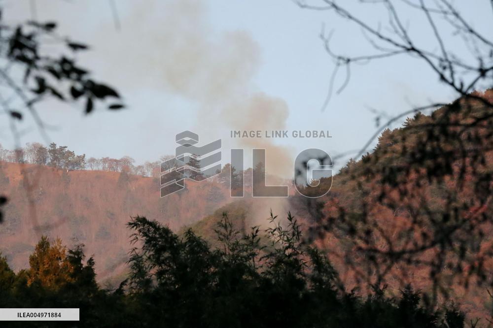 Forest fire in eastern Japan
