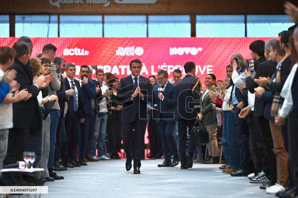 Macron Meets Readers of Ouest France Group - Saint-Malo