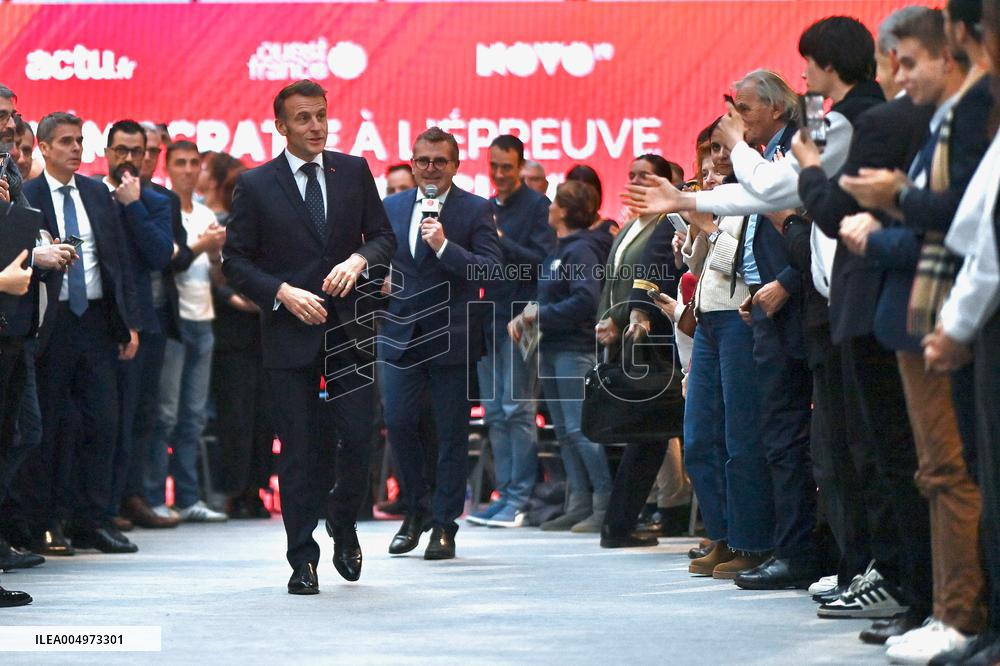 Macron Meets Readers of Ouest France Group - Saint-Malo