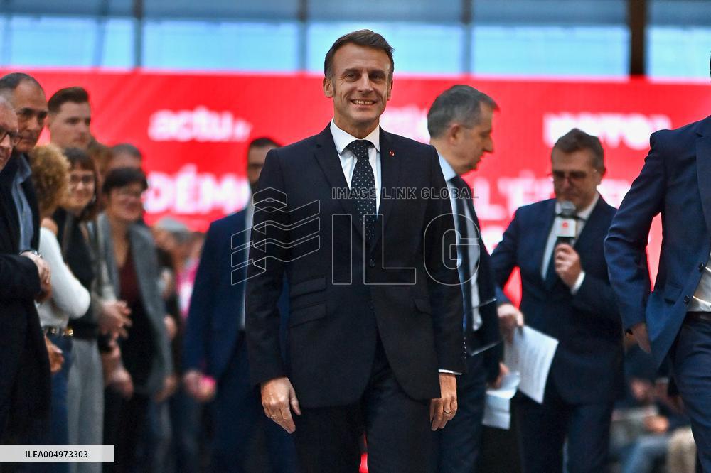 Macron Meets Readers of Ouest France Group - Saint-Malo