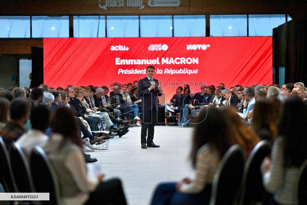 Macron Meets Readers of Ouest France Group - Saint-Malo