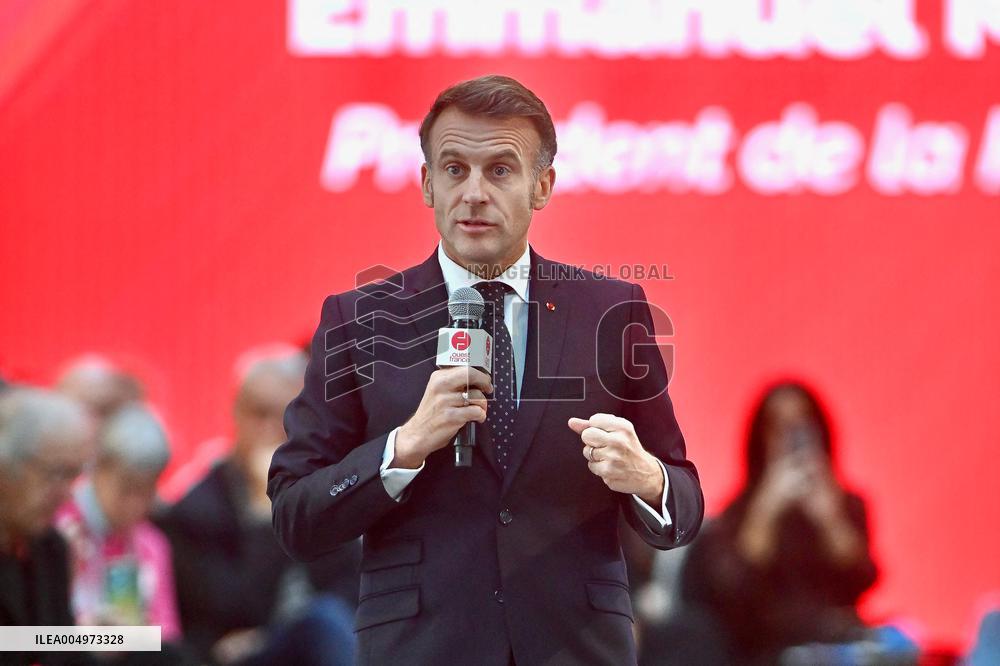Macron Meets Readers of Ouest France Group - Saint-Malo