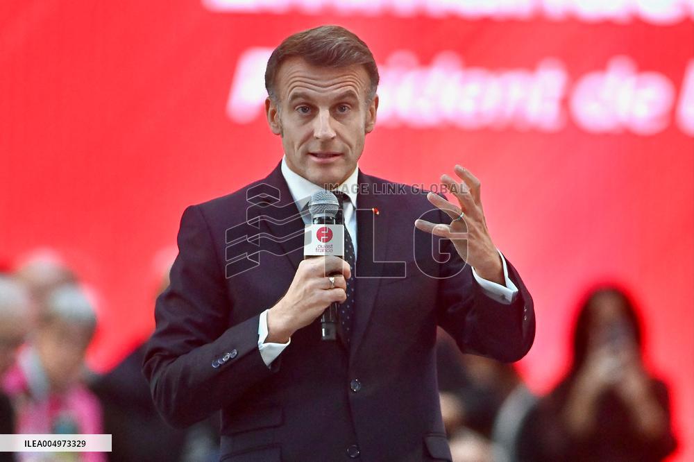 Macron Meets Readers of Ouest France Group - Saint-Malo