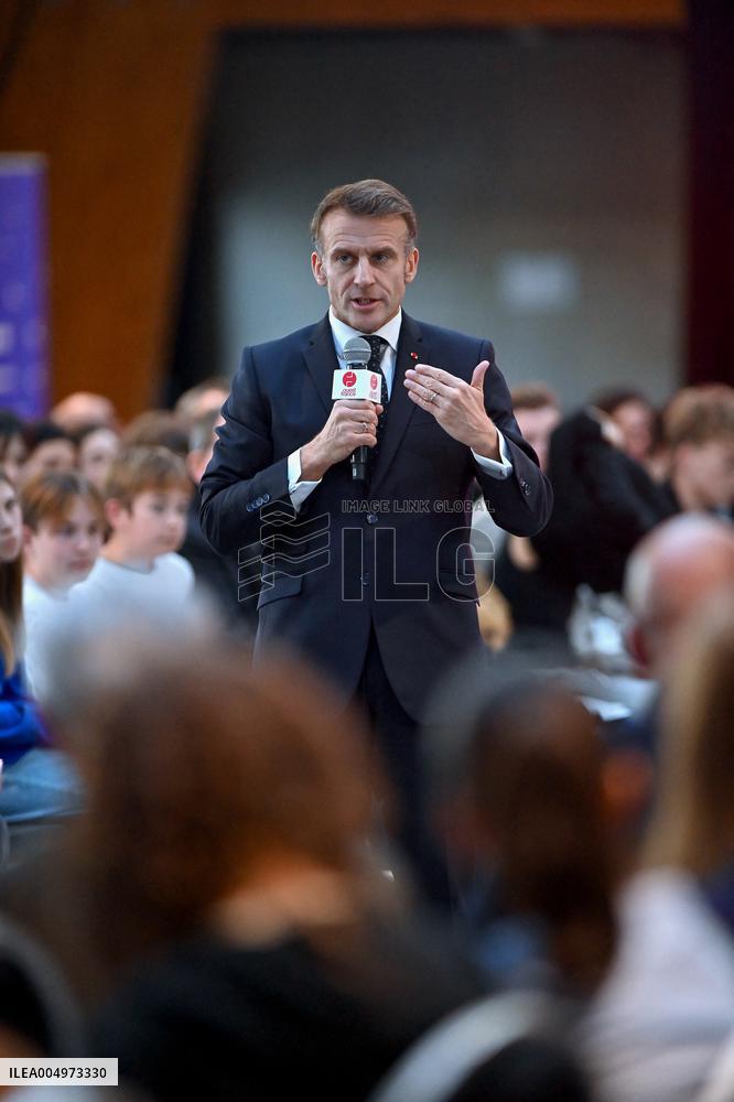 Macron Meets Readers of Ouest France Group - Saint-Malo