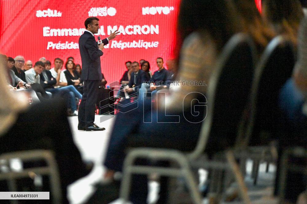 Macron Meets Readers of Ouest France Group - Saint-Malo