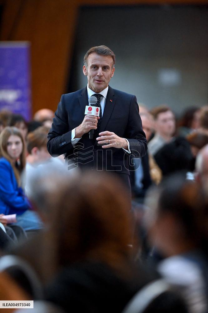 Macron Meets Readers of Ouest France Group - Saint-Malo