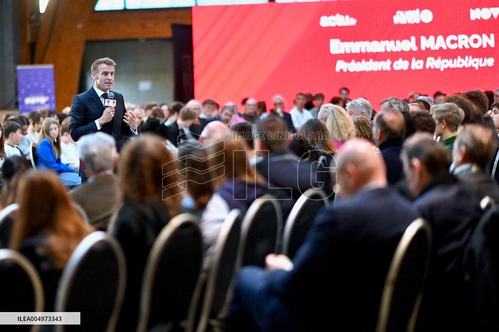 Macron Meets Readers of Ouest France Group - Saint-Malo