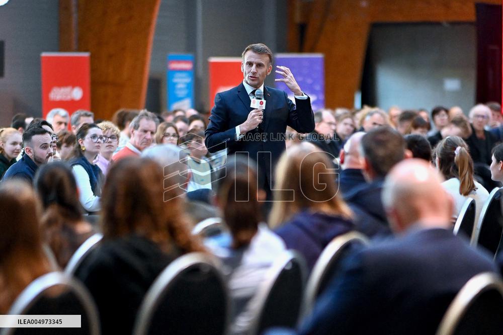 Macron Meets Readers of Ouest France Group - Saint-Malo
