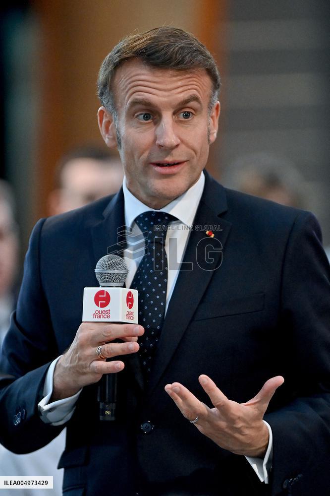 Macron Meets Readers of Ouest France Group - Saint-Malo