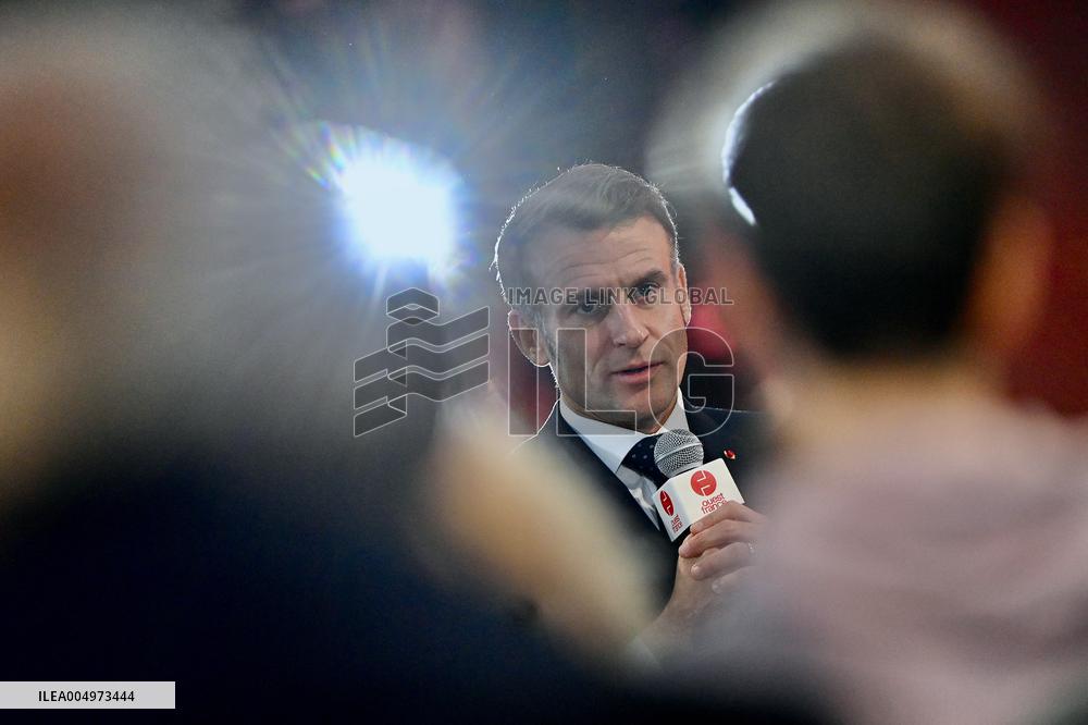 Macron Meets Readers of Ouest France Group - Saint-Malo