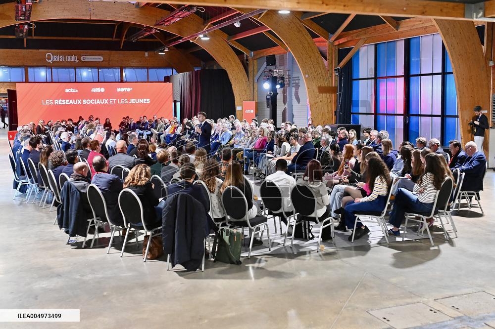 Macron Meets Readers of Ouest France Group - Saint-Malo