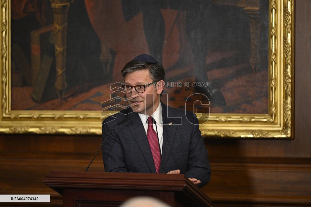 Ceremonial Menorah lighting in the Capitol