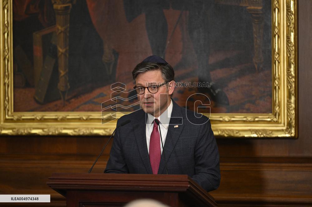 Ceremonial Menorah lighting in the Capitol