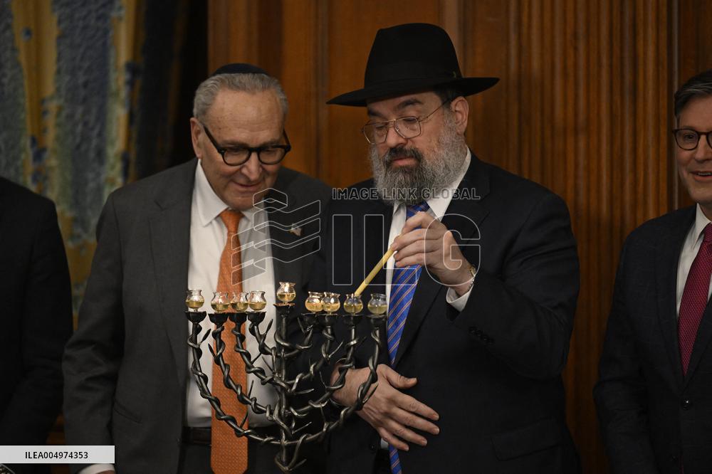 Ceremonial Menorah lighting in the Capitol