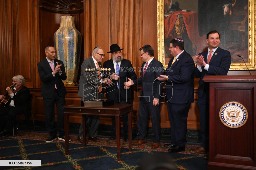 Ceremonial Menorah lighting in the Capitol