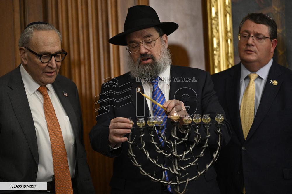 Ceremonial Menorah lighting in the Capitol