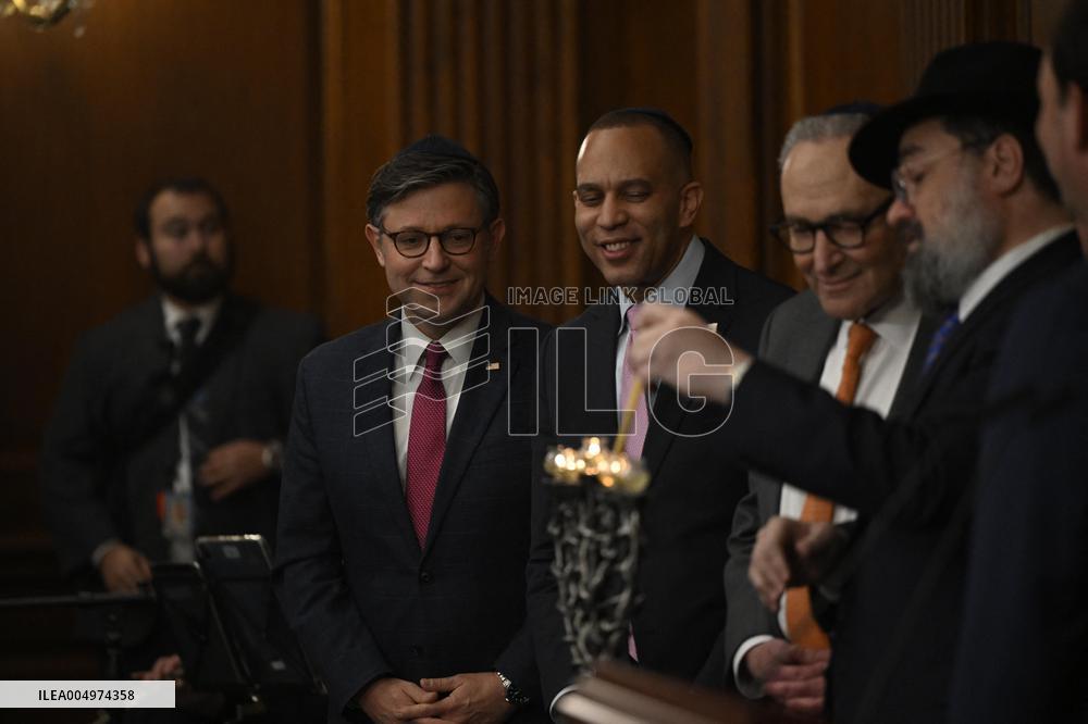 Ceremonial Menorah lighting in the Capitol