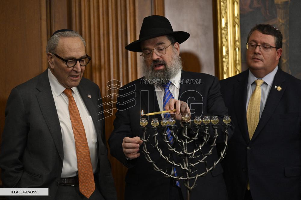 Ceremonial Menorah lighting in the Capitol
