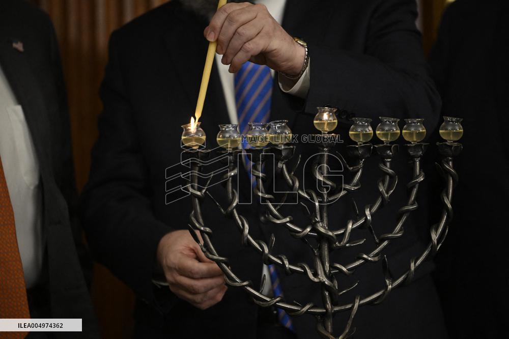 Ceremonial Menorah lighting in the Capitol