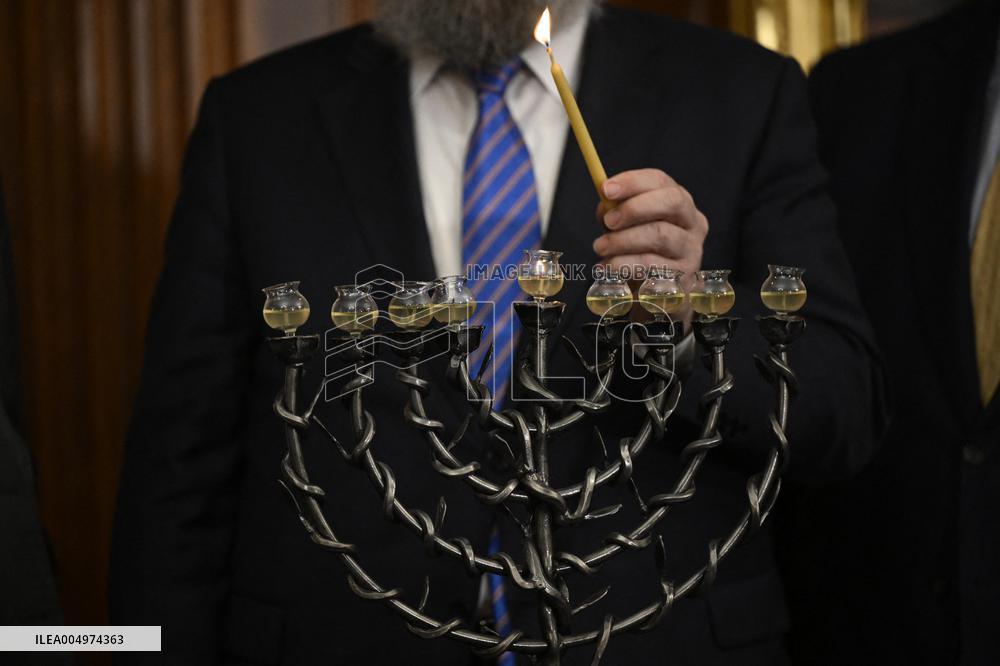 Ceremonial Menorah lighting in the Capitol