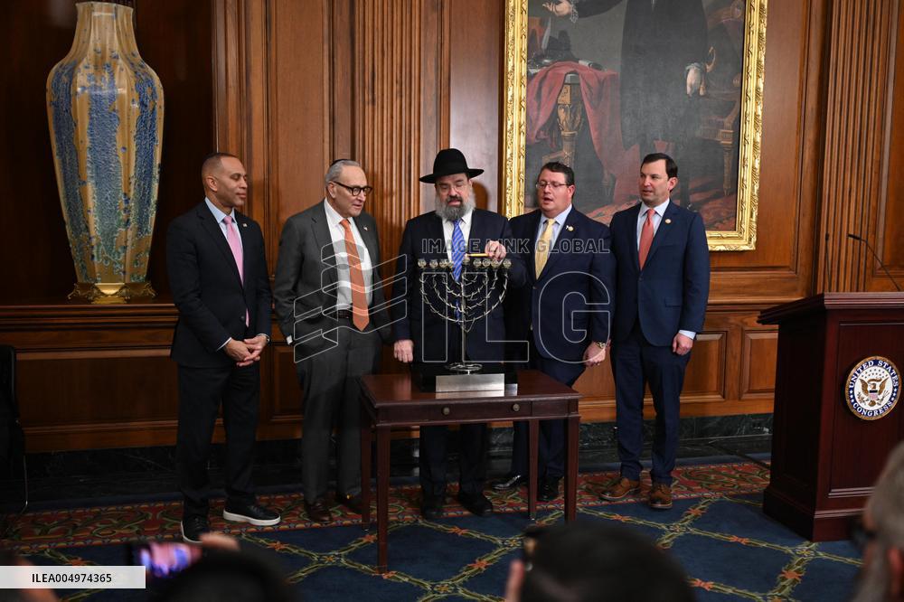 Ceremonial Menorah lighting in the Capitol