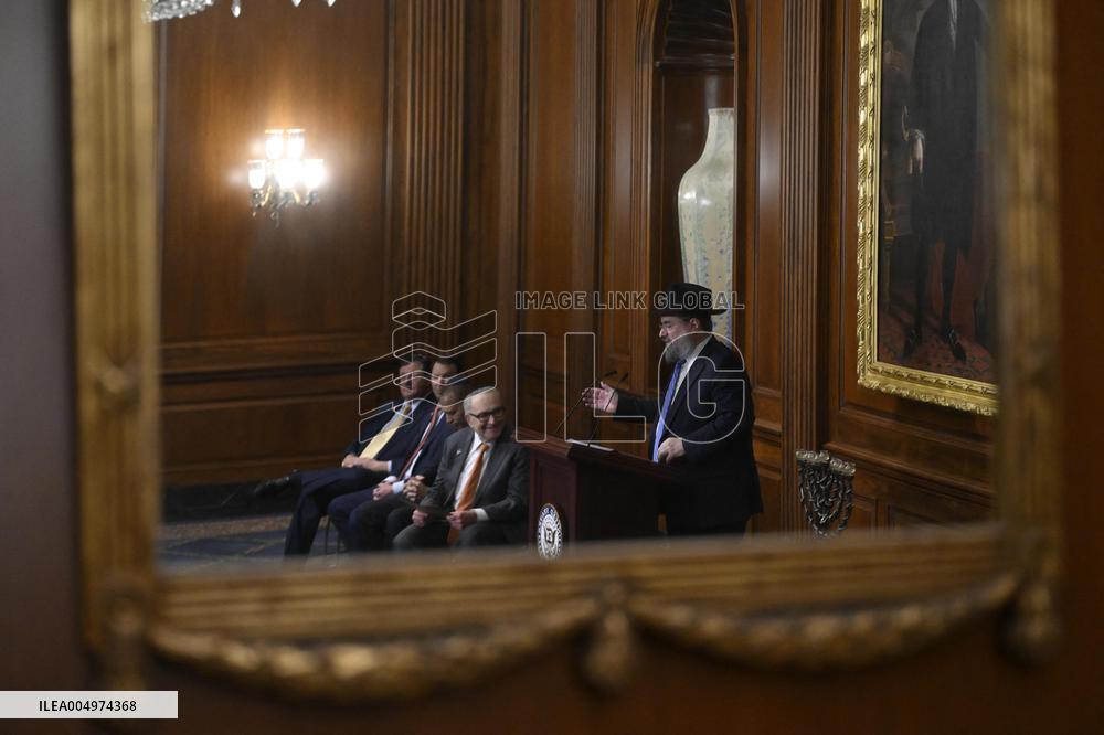 Ceremonial Menorah lighting in the Capitol