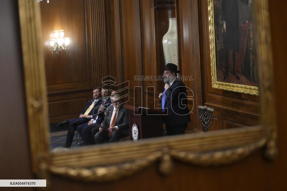 Ceremonial Menorah lighting in the Capitol