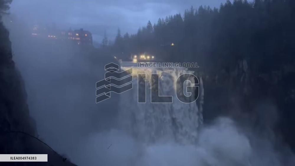 US: Snoqualmie Falls in Washington Overflows After Heavy Rain