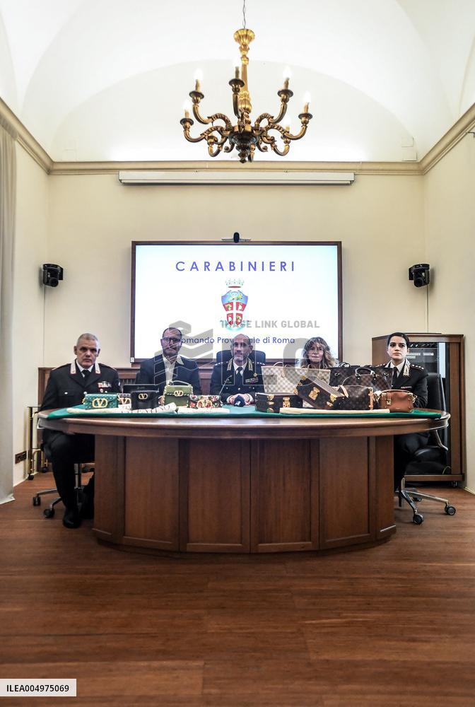 Carabinieri Return Stolen Bags In Press Conference - Rome