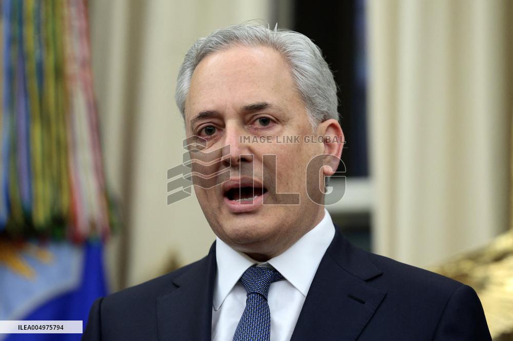 US President Donald J. Trump delivers remarks during a signing ceremony in the Oval Office