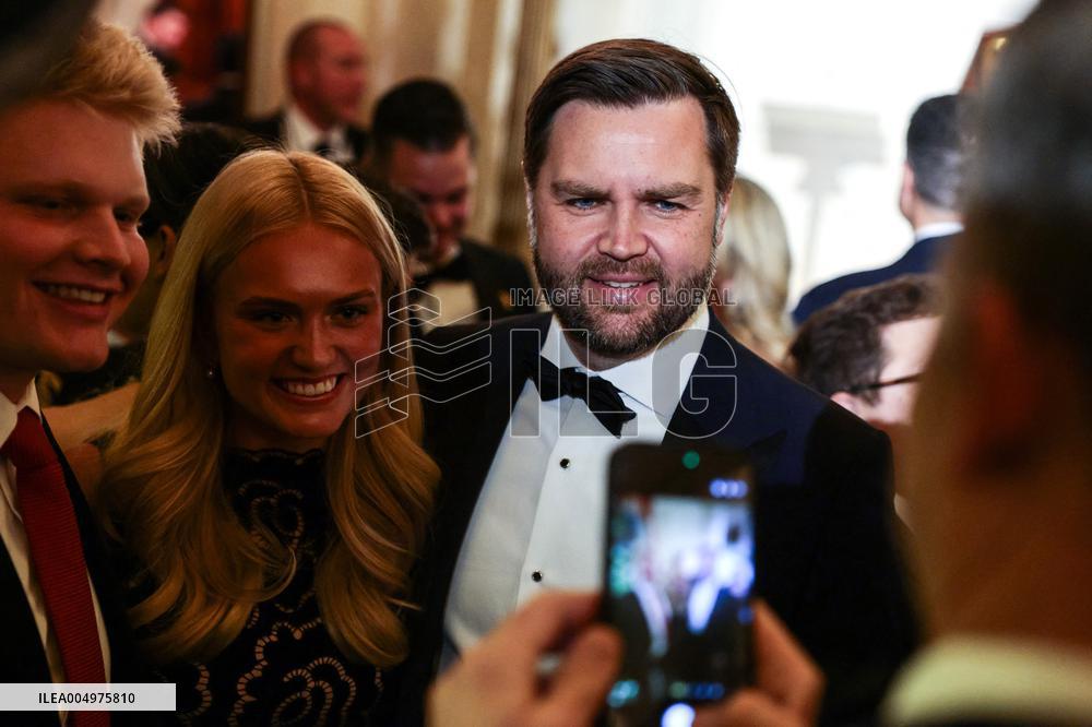 US President Donald J. Trump delivers remarks during the Congressional Ball at the White House