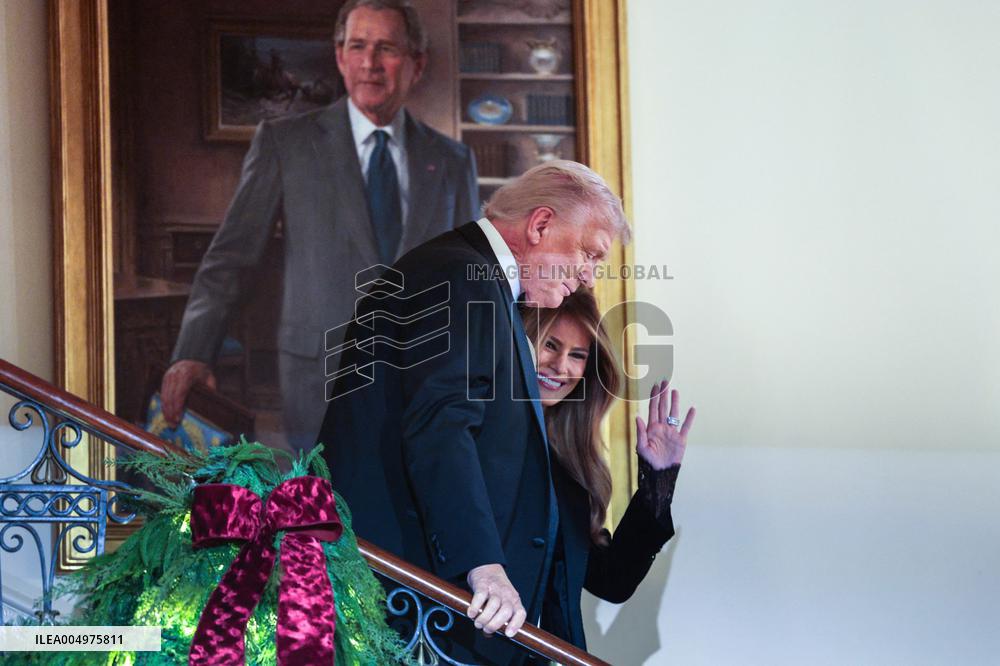 US President Donald J. Trump delivers remarks during the Congressional Ball at the White House