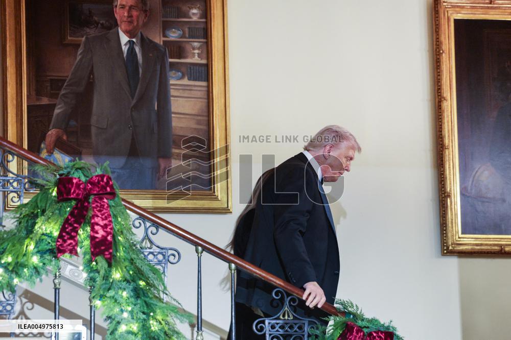 US President Donald J. Trump delivers remarks during the Congressional Ball at the White House