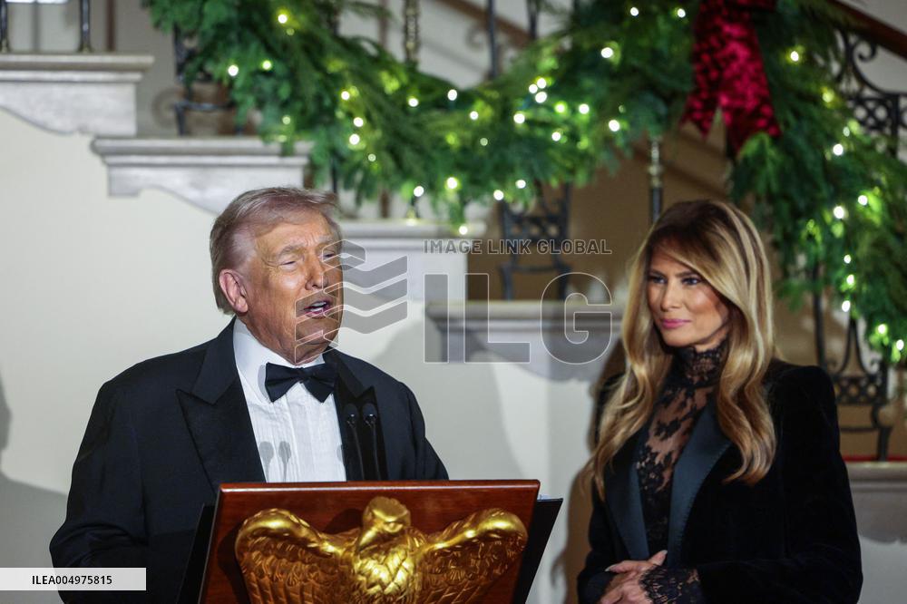 US President Donald J. Trump delivers remarks during the Congressional Ball at the White House