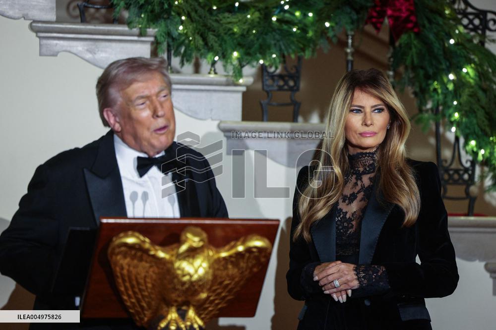 US President Donald J. Trump delivers remarks during the Congressional Ball at the White House