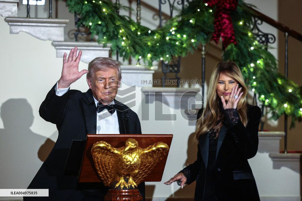 US President Donald J. Trump delivers remarks during the Congressional Ball at the White House