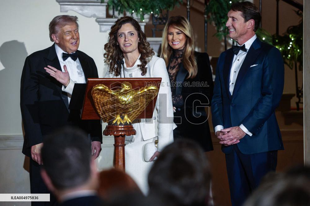US President Donald J. Trump delivers remarks during the Congressional Ball at the White House