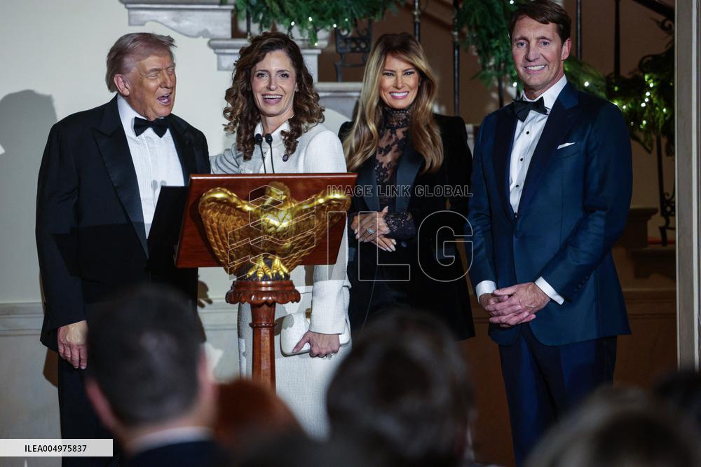 US President Donald J. Trump delivers remarks during the Congressional Ball at the White House
