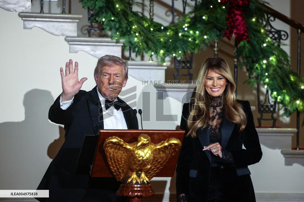 US President Donald J. Trump delivers remarks during the Congressional Ball at the White House