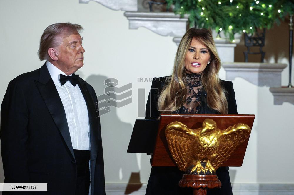 US President Donald J. Trump delivers remarks during the Congressional Ball at the White House