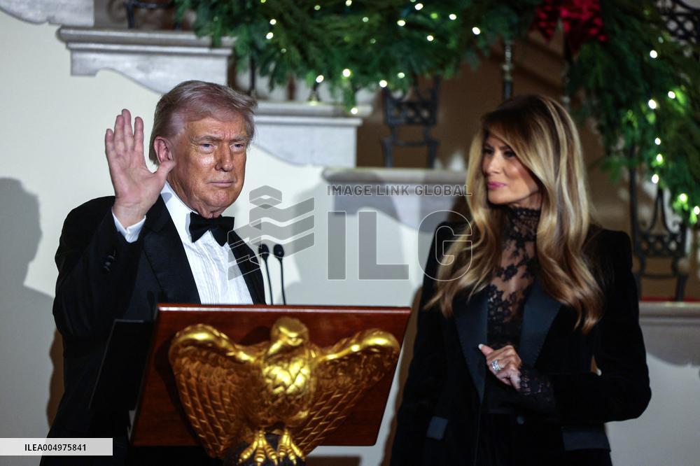 US President Donald J. Trump delivers remarks during the Congressional Ball at the White House